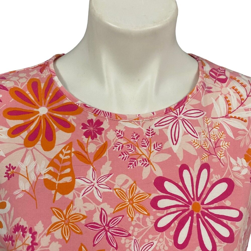 Talbots Top Womens XL Tee Floral Shirt Pink Orange Work Office Coastal Cottage - Picture 7 of 12